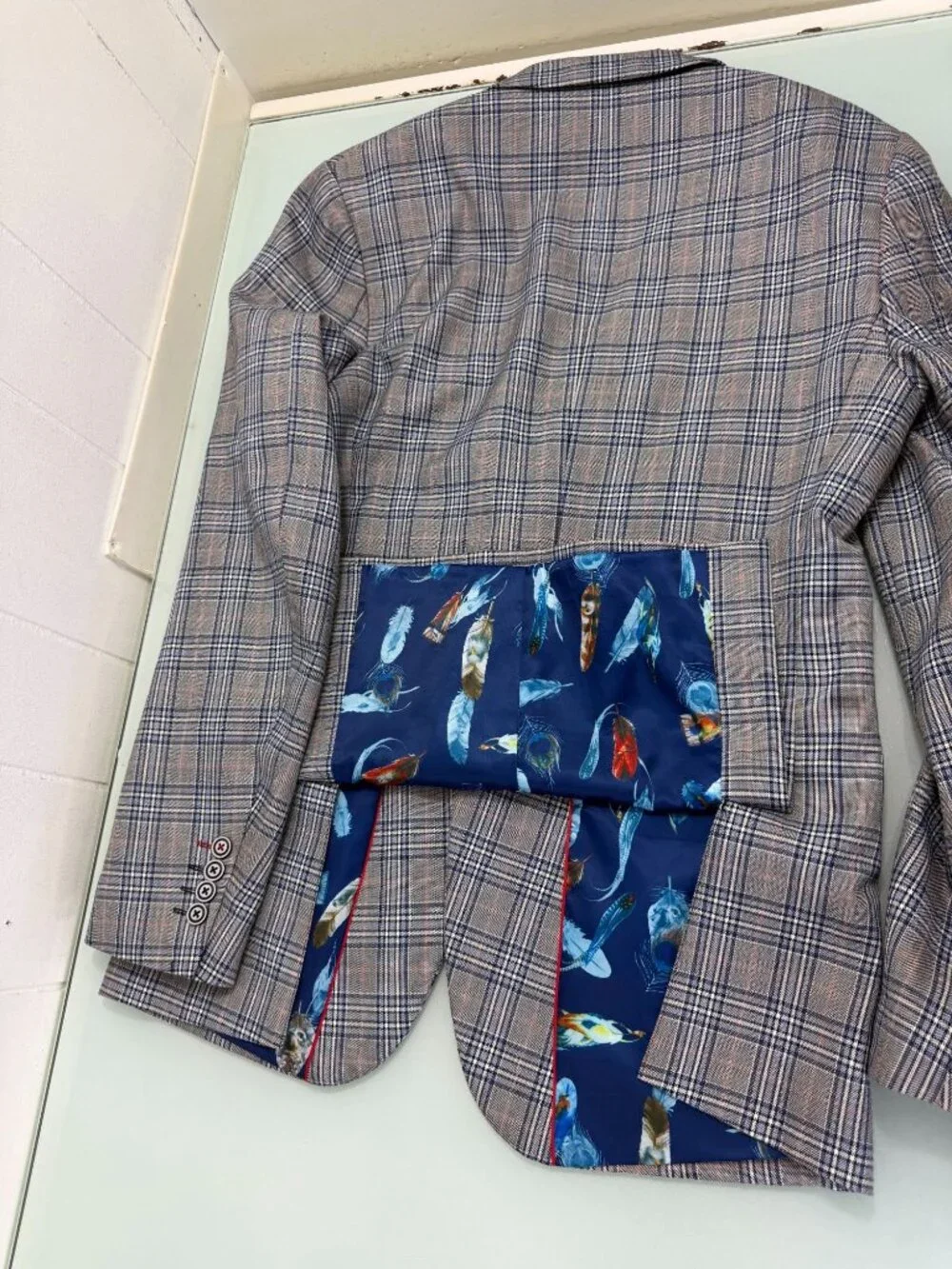 Paisley & Gray 2 Piece Suit Slim Fit 40L Blazer 34X32 Pants Double Vent Plaid - Picture 5 of 16